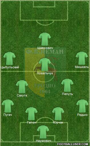 Neman Grodno 4-2-3-1 football formation