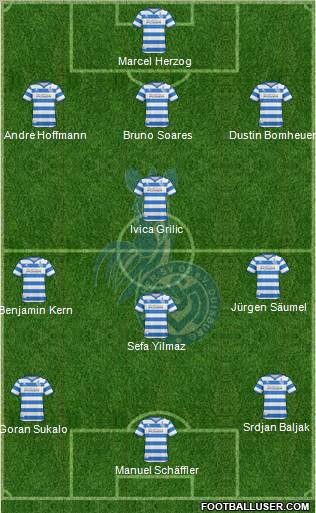 MSV Duisburg 3-4-3 football formation