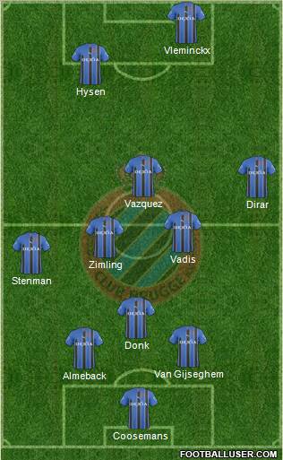 Club Brugge KV 3-5-2 football formation