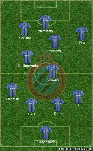 Club Brugge KV 4-1-2-3 football formation