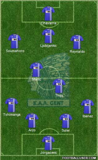 KAA Gent 4-2-1-3 football formation