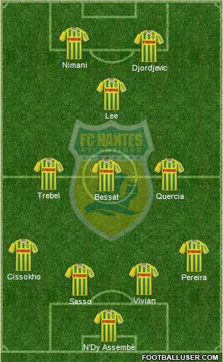 FC Nantes 4-3-1-2 football formation