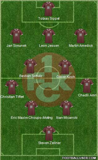1.FC Kaiserslautern 3-4-3 football formation