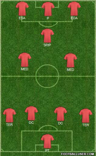 Pro Evolution Soccer Team 4-2-4 football formation