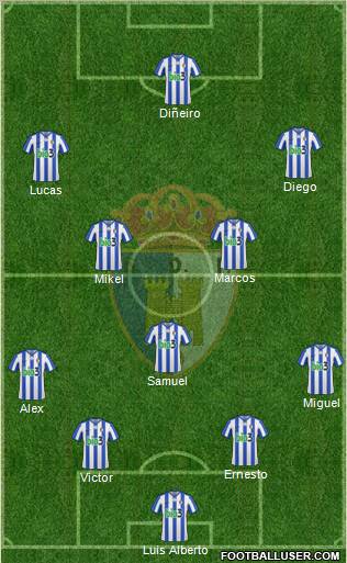 S.D. Ponferradina 4-1-2-3 football formation