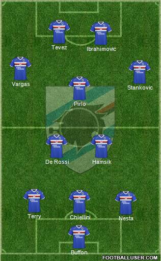 Sampdoria 3-5-2 football formation