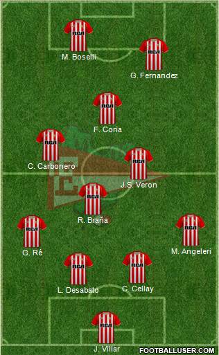 Estudiantes de La Plata 4-3-1-2 football formation