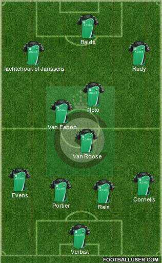 KSV Cercle Brugge 4-3-2-1 football formation