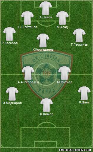 Spartak (Varna) 3-4-2-1 football formation