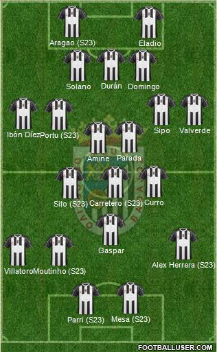 C.D. Badajoz S.A.D. 4-2-1-3 football formation