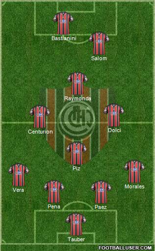 Chacarita Juniors 4-3-1-2 football formation