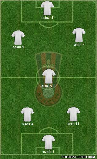 NK Celik Zenica 4-1-4-1 football formation