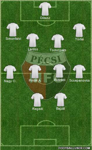 Pécsi Mecsek FC 4-4-2 football formation
