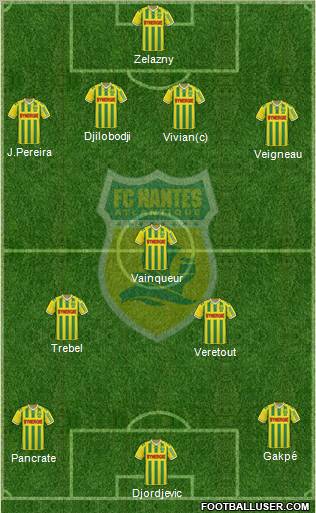 FC Nantes 3-5-1-1 football formation