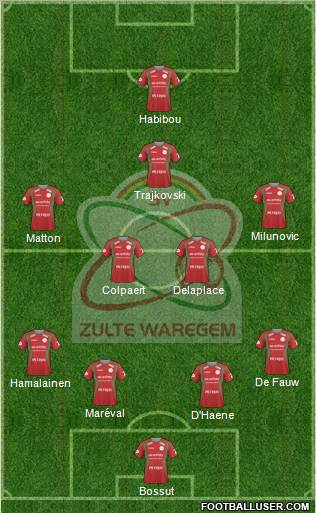 SV Zulte Waregem 4-4-1-1 football formation