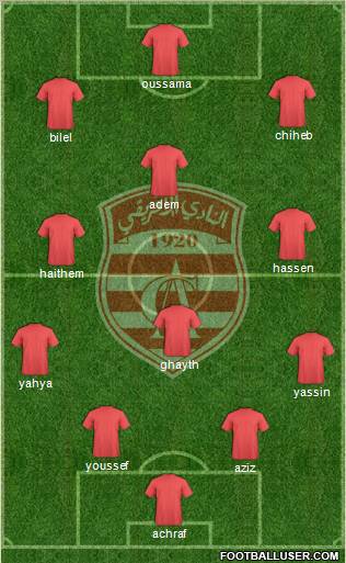 Club Africain Tunis 4-5-1 football formation