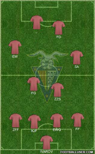 C.F. Badalona 4-4-2 football formation