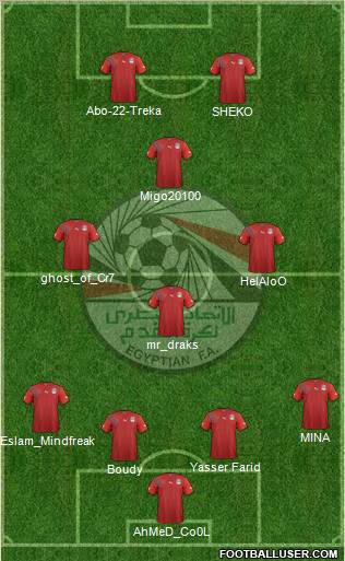 Egypt 4-3-1-2 football formation