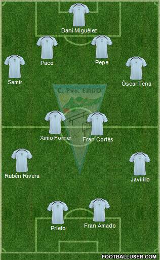 C.P. Ejido S.A.D. 4-2-2-2 football formation
