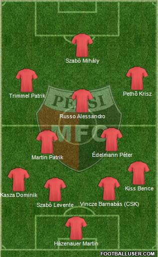 Pécsi Mecsek FC 4-2-3-1 football formation