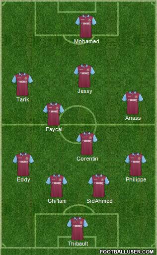 West Ham United 4-4-1-1 football formation