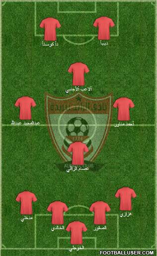 Al-Ra'eed 4-1-3-2 football formation
