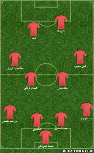 Al-Watani 4-3-1-2 football formation