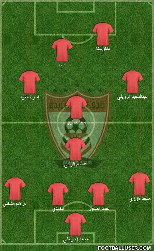 Al-Ra'eed 4-3-1-2 football formation