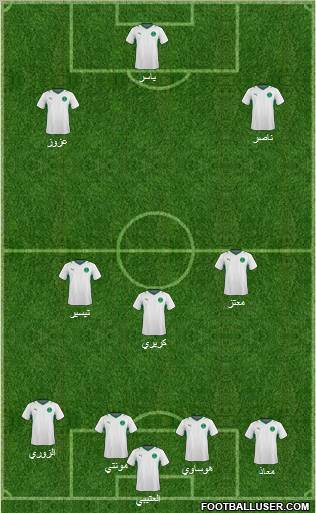 Saudi Arabia 4-1-2-3 football formation