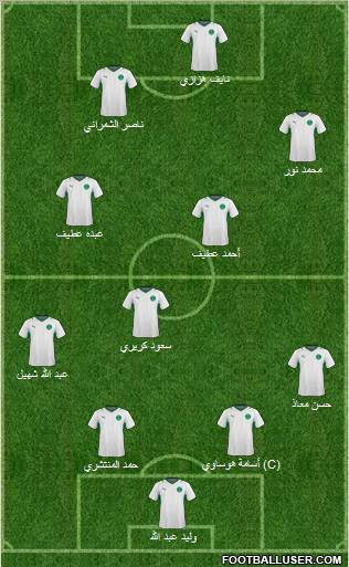 Saudi Arabia 4-1-3-2 football formation