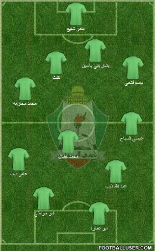 Al-Wehdat 4-4-2 football formation