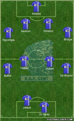 KAA Gent 4-4-1-1 football formation