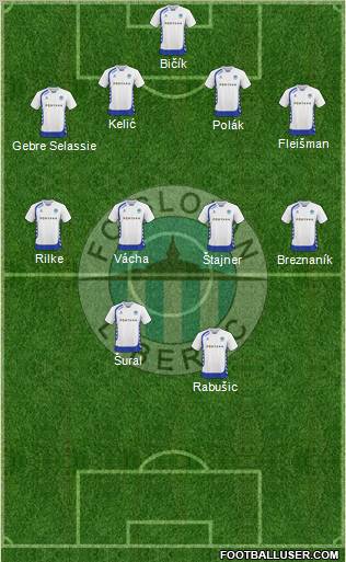 Slovan Liberec 4-4-2 football formation