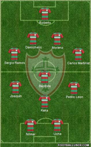 A Portuguesa D 4-1-4-1 football formation