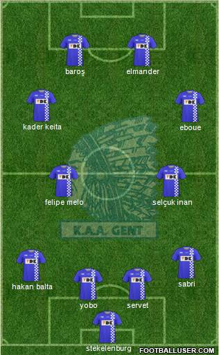 KAA Gent 4-2-4 football formation