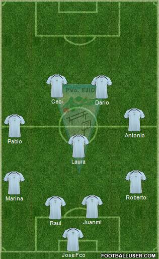 C.P. Ejido S.A.D. 4-1-2-3 football formation