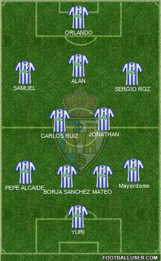 S.D. Ponferradina 3-4-2-1 football formation