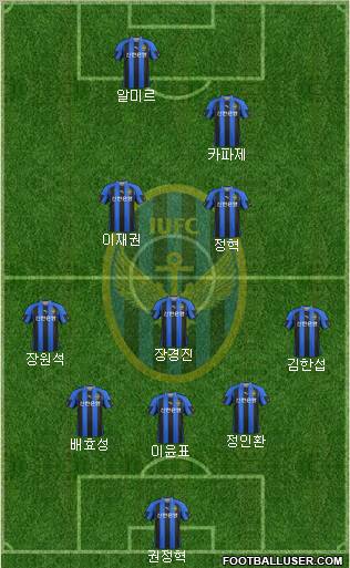 Incheon United 3-4-1-2 football formation