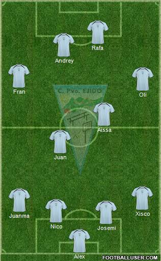 C.P. Ejido S.A.D. 4-4-1-1 football formation