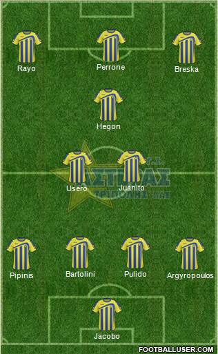 AGS Asteras Tripolis 4-2-1-3 football formation