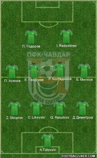 Chavdar (Byala Slatina) 3-4-3 football formation