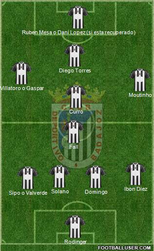 C.D. Badajoz S.A.D. 4-2-3-1 football formation