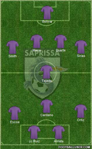CD Saprissa 4-1-3-2 football formation