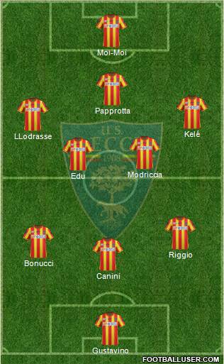 Lecce 3-5-1-1 football formation