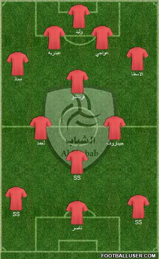 Al-Shabab (KSA) 4-4-1-1 football formation