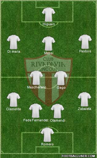 Rivadavia 4-3-1-2 football formation