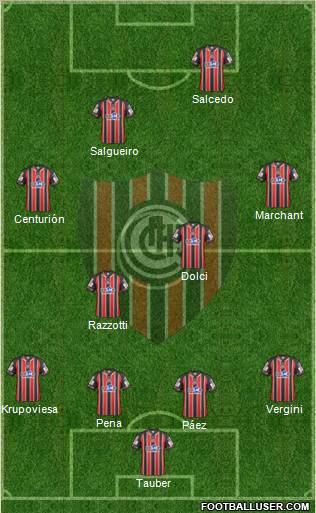 Chacarita Juniors 4-2-2-2 football formation