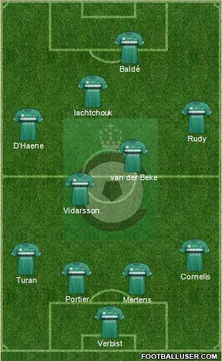 KSV Cercle Brugge 4-5-1 football formation