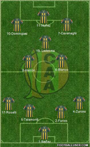 Aldosivi 4-2-1-3 football formation