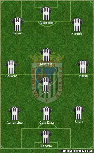 C.D. Badajoz S.A.D. 3-4-2-1 football formation